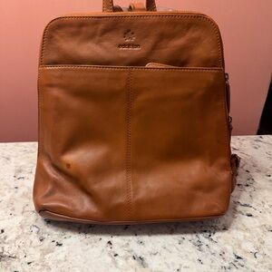 Oak & Tan Leather Backpack with Front Pocket